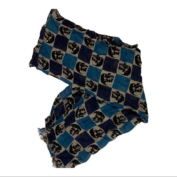 Skull blue and black lightweight ruff edged scarf or wrap! - Picture 1 of 5
